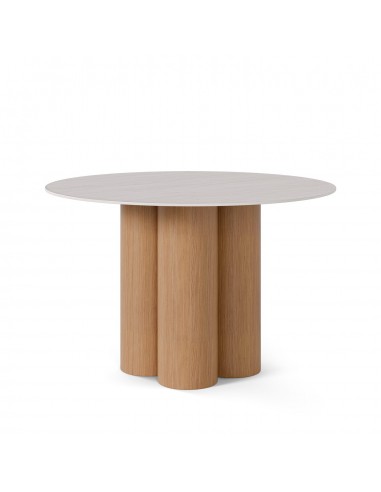 Mesa redonda em porcelânico Travertino TRACY...