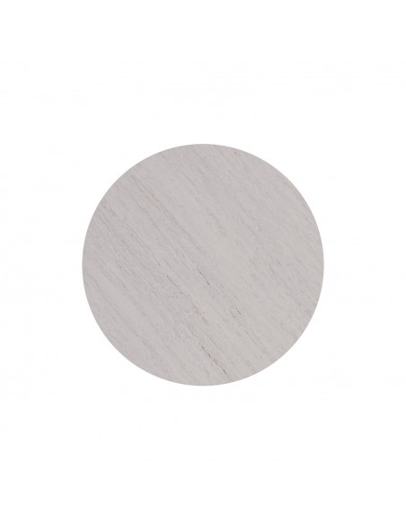 Mesa redonda em porcelânico Travertino TRACY 120 cm e base nogueira