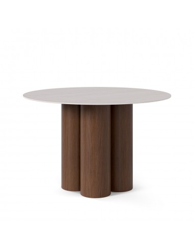 Mesa redonda em porcelânico Travertino TRACY...