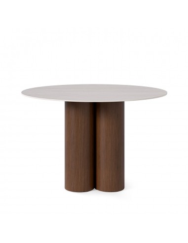 Mesa redonda em porcelânico Travertino TRACY...