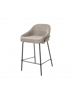 Taburete bajo ARNY 66 cm. Tapizado taupe y patas de metal.