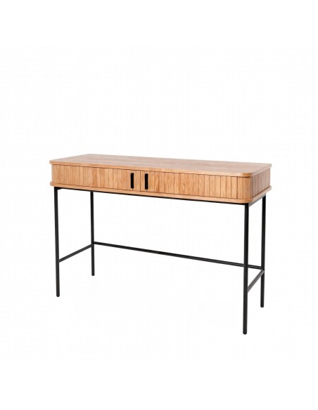 Consola recibidor contemporáneo Cornell 120 x 35 roble y metal negro