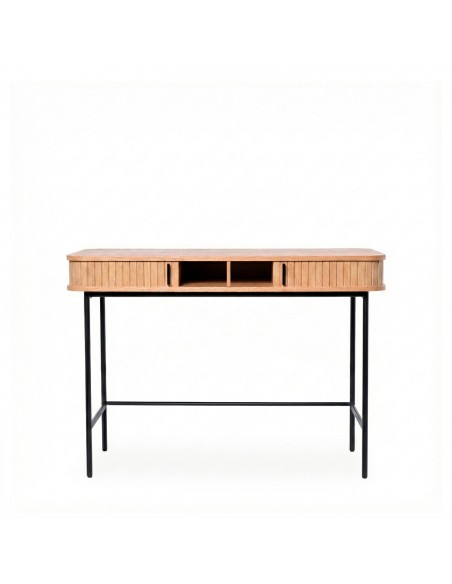 Consola hall contemporânea Cornell 120 x 35, em carvalho e metal preto