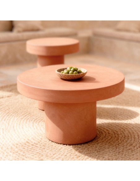 Mesa de centro em microcimento terracota DONATO 80 cm