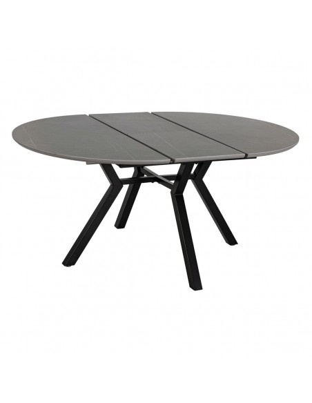 Mesa redonda extensible Gaia 120 (160) porcelánico gris y metal negro