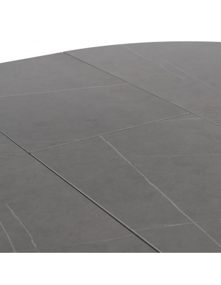 Mesa redonda extensible Gaia 120 (160) porcelánico gris y metal negro