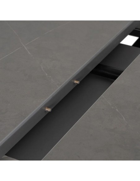Mesa redonda extensible Gaia 120 (160) porcelánico gris y metal negro