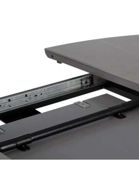 Mesa redonda extensible Gaia 120 (160) porcelánico gris y metal negro