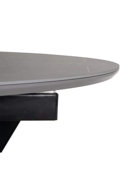 Mesa redonda extensible Gaia 120 (160) porcelánico gris y metal negro