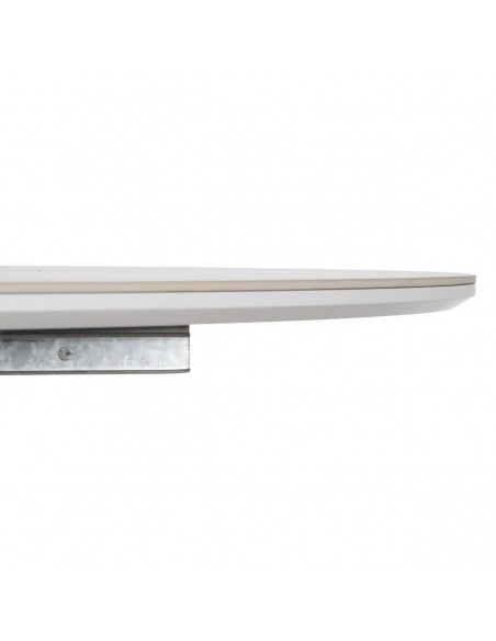 Mesa redonda extensível Gaia 120 (160) porcelânico branco e metal preto.