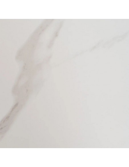 Mesa redonda extensible Gaia 120 (160) porcelánico blanco y metal negro