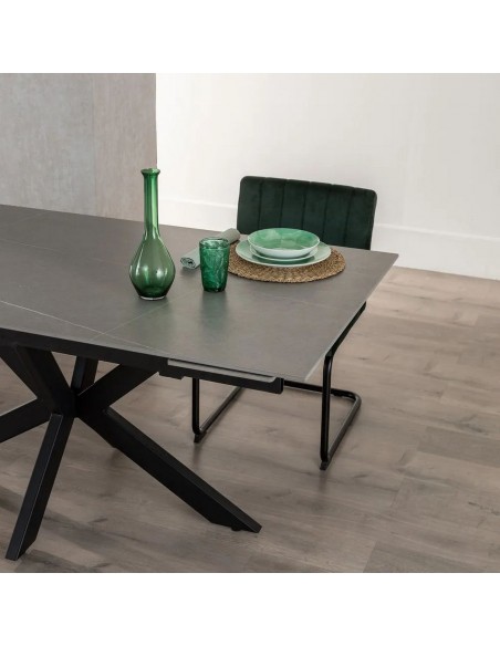 Mesa extensível 170(220) x 90 NALU em porcelânico cinza e metal