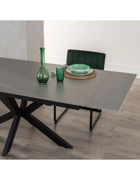 Mesa extensible 170(220) x 90 NALU porcelánico gris y metal