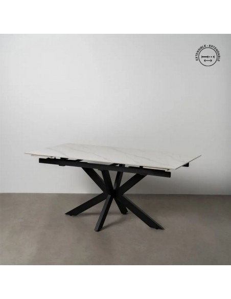 Mesa extensible 170(220) x 90 NALU porcelánico simil mármol y metal