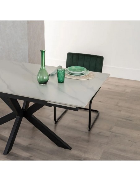 Mesa extensible 170(220) x 90 NALU porcelánico simil mármol y metal