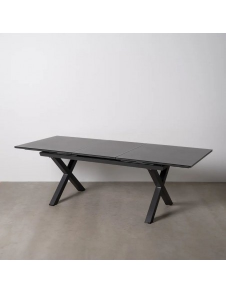 Mesa extensível 180(240) x 100 LUNA, vidro porcelânico antracite e alumínio