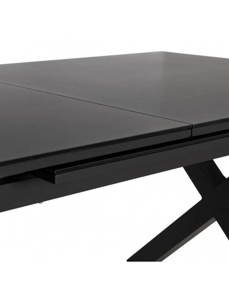 Mesa extensível 180(240) x 100 LUNA, vidro porcelânico antracite e alumínio