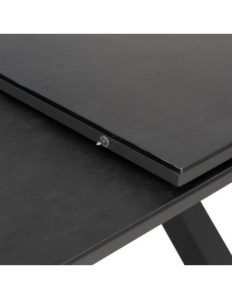Mesa extensível 180(240) x 100 LUNA, vidro porcelânico antracite e alumínio