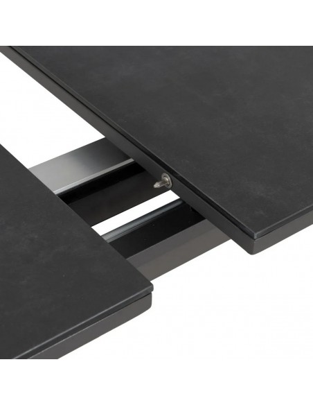 Mesa extensible 180(240) x 100 LUNA, cristal porcelánico antracita y aluminio