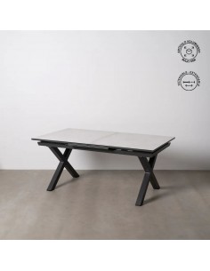 Mesa extensible 180(240) x 100 LUNA, cristal porcelánico...