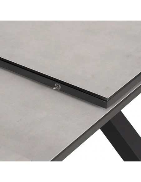 Mesa extensible 180(240) x 100 LUNA, cristal porcelánico blanco y aluminio