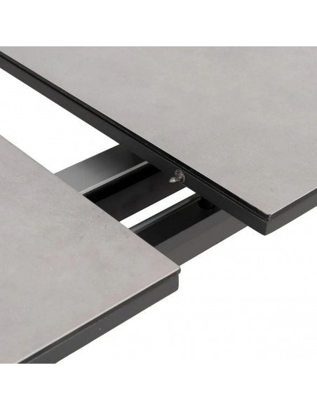 Mesa extensible 180(240) x 100 LUNA, cristal porcelánico blanco y aluminio