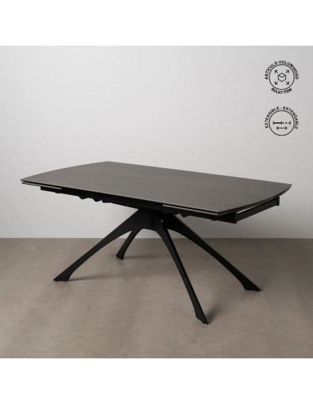 Mesa extensível Altea 180(260) x 90, vidro porcelânico cinzento.