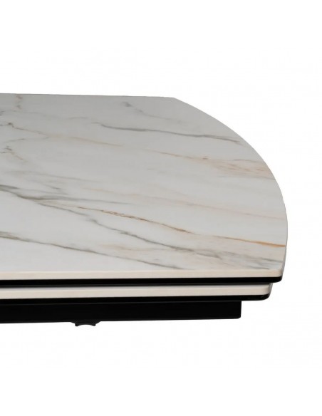Mesa extensível Altea 180(260) x 90, vidro porcelânico simil mármore.