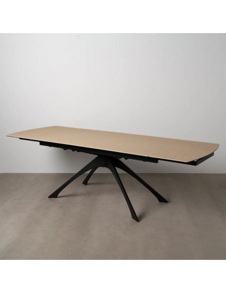 Mesa extensible Altea 180(260) x 90, cristal porcelánico natural y metal