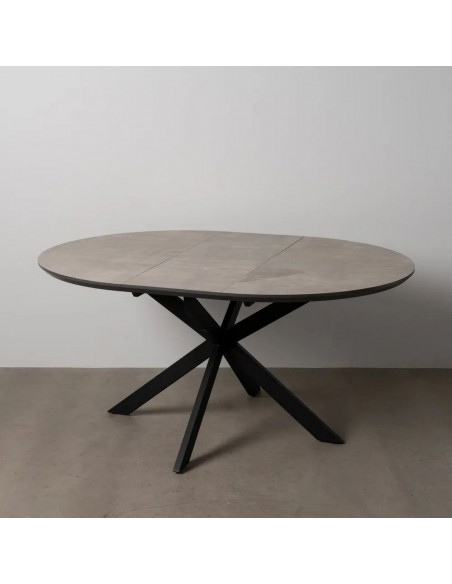 Mesa Extensible Redonda 120-160 NEXO MDF gris y metal Negra