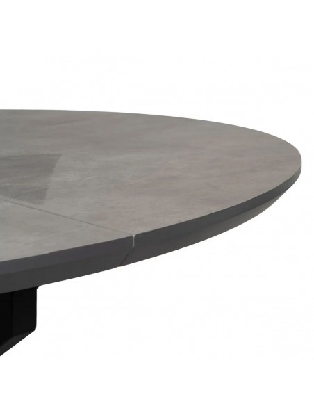 Mesa redonda extensível NEXO 120-160 em MDF cor cinza e metal preto