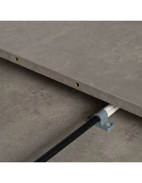 Mesa Extensible Redonda 120-160 NEXO MDF gris y metal Negra