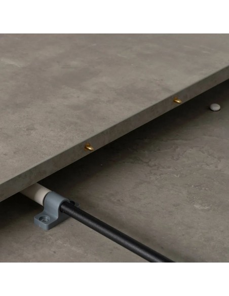 Mesa redonda extensível NEXO 120-160 em MDF cor cinza e metal preto