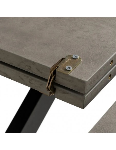 Mesa redonda extensível NEXO 120-160 em MDF cor cinza e metal preto