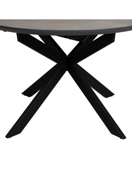 Mesa redonda extensível NEXO 120-160 em MDF cor cinza e metal preto