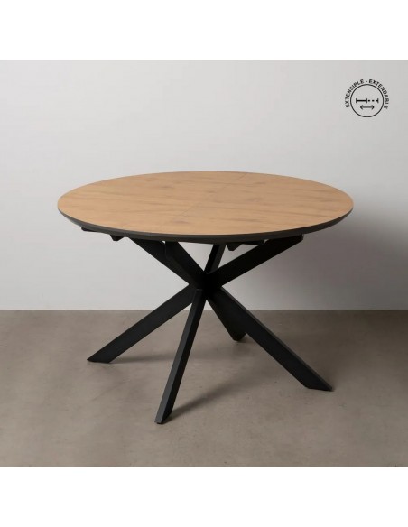 Mesa Extensible Redonda 120-160 NEXO MDF roble y metal Negra