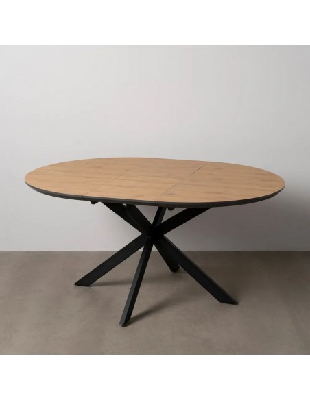 Mesa Extensible Redonda 120-160 NEXO MDF roble y metal Negra