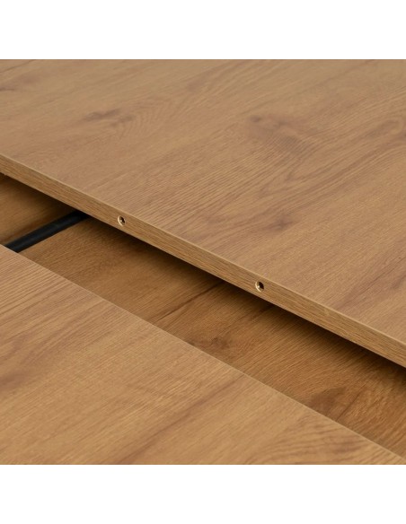 Mesa Extensible Redonda 120-160 NEXO MDF roble y metal Negra