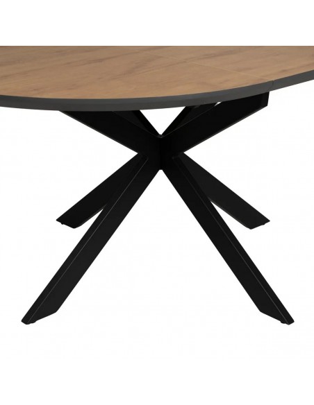 Mesa Extensible Redonda 120-160 NEXO MDF roble y metal Negra