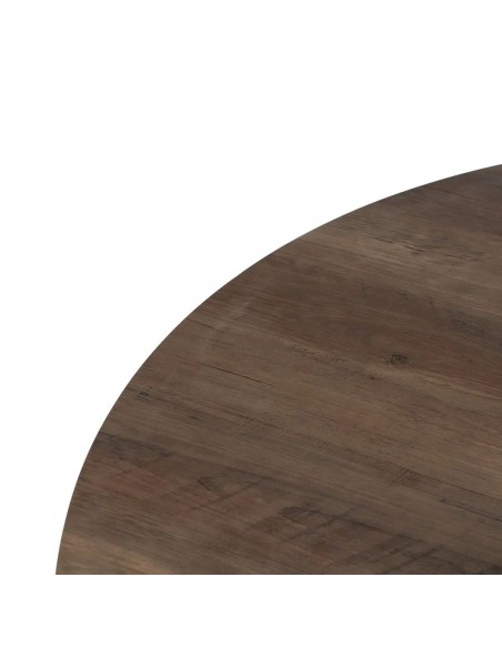 Mesa de jantar redonda BERNA 120, MDF cor nogueira e metal preto