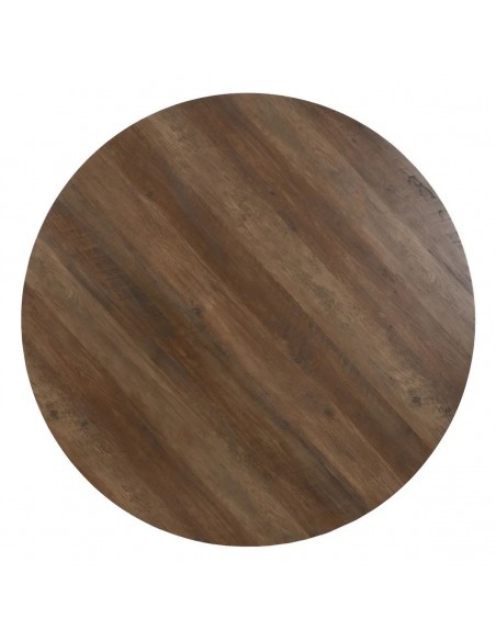 Mesa de jantar redonda BERNA 120, MDF cor nogueira e metal preto