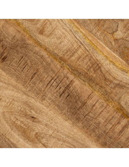 Mesa redonda LYON 90, madeira de mangueira e metal preto.