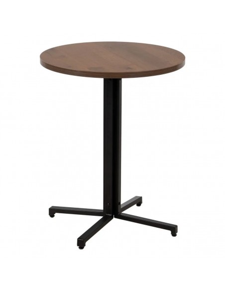 Mesa de cozinha estilo bistrô de 60 cm, em MDF natural e metal preto.