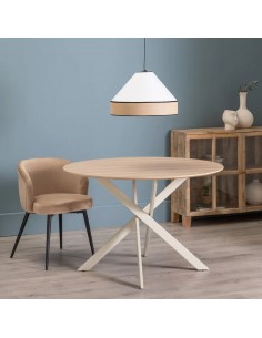 Mesa de Comedor Redonda Ruth120 Natural y Crema de MDF y... 2