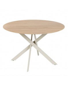 Mesa de Comedor Redonda Ruth120 Natural y Crema de MDF y...