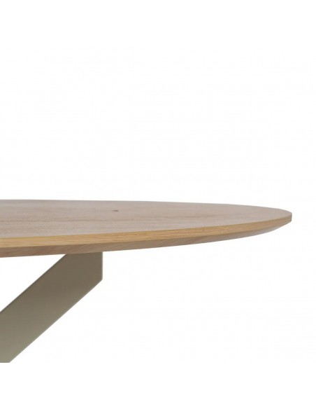 Mesa de Comedor Redonda Ruth120 Natural y Crema de MDF y Metal