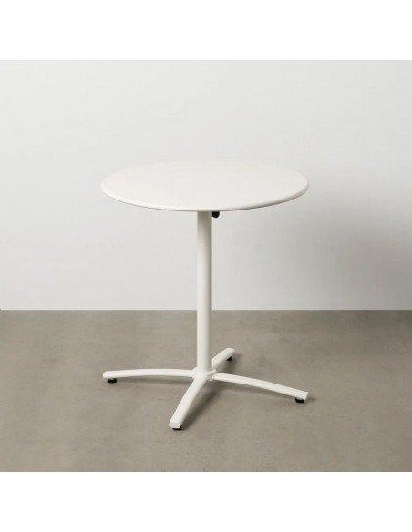 Mesa dobrável redonda para exterior 70, aço branco compacto.