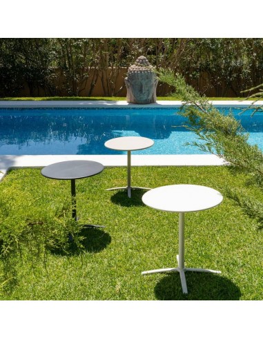 Mesa exterior Plegable redonda 70 acero blanco...