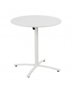 Mesa exterior Plegable redonda 70 acero blanco compacta