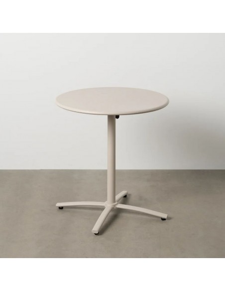 Mesa dobrável redonda compacta para exterior, 70 cm, aço cor taupe